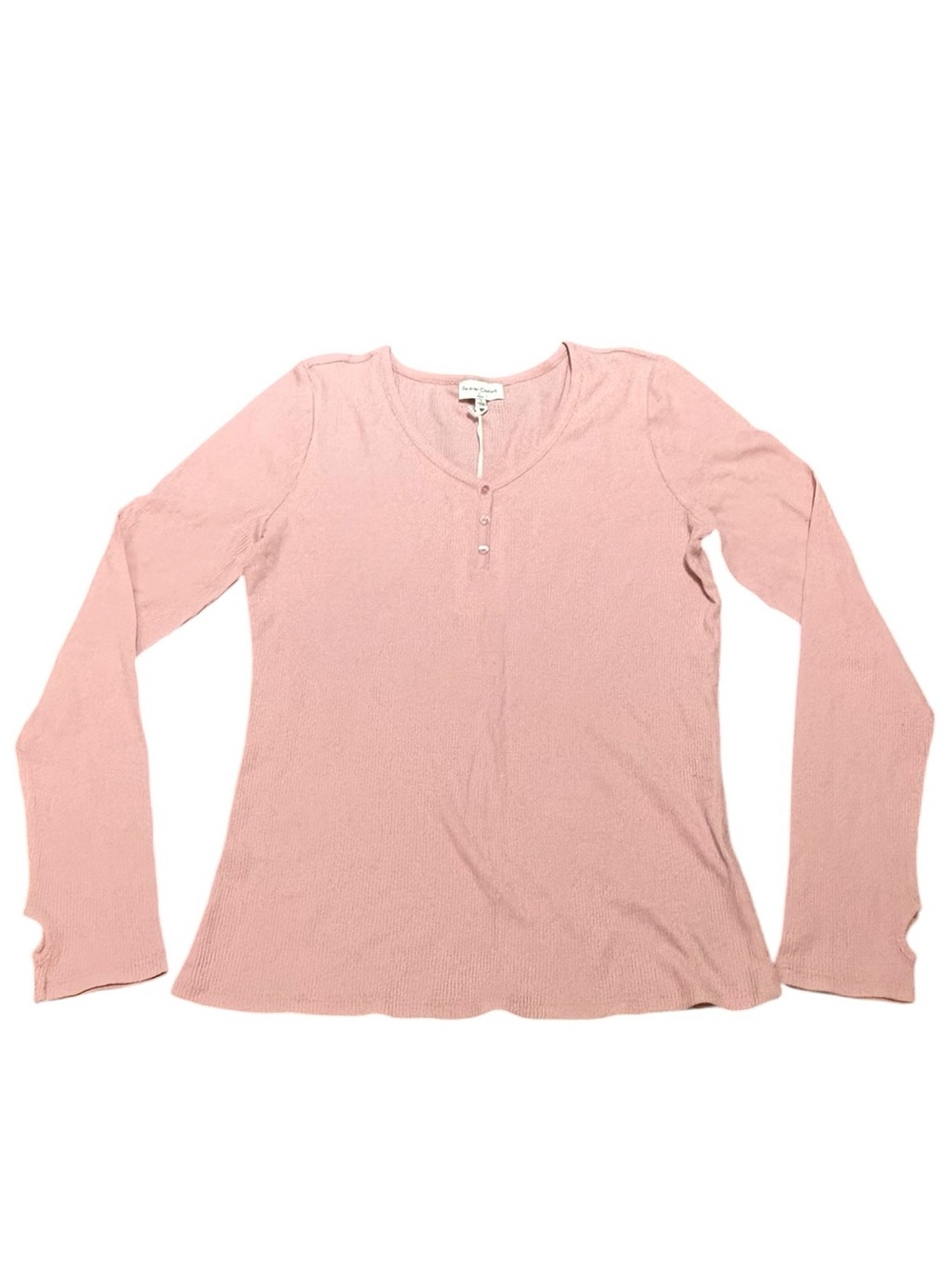 NYDJ Forever Comfort Soft Pink Long-Sleeve Henley Top, Size L NEW